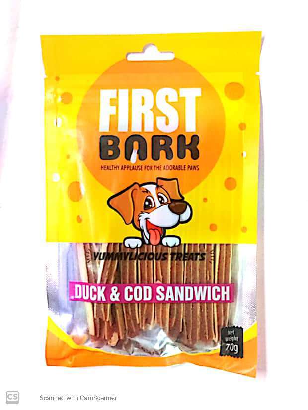 FIRST BARK DUCK & COD SANDWICH 70G