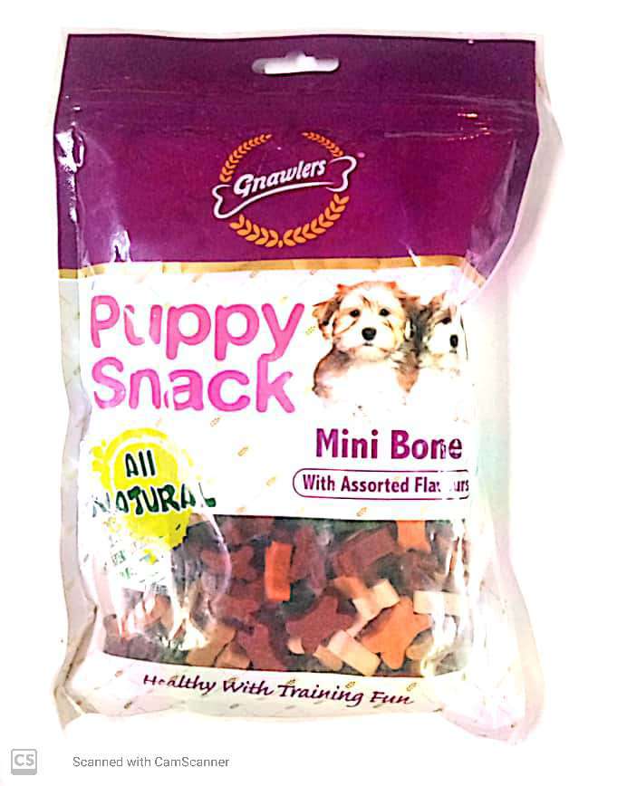 GNAWLERS,PUPPY SNACK,MINI BONE,WITH ASSORTED FLAVORS 250G