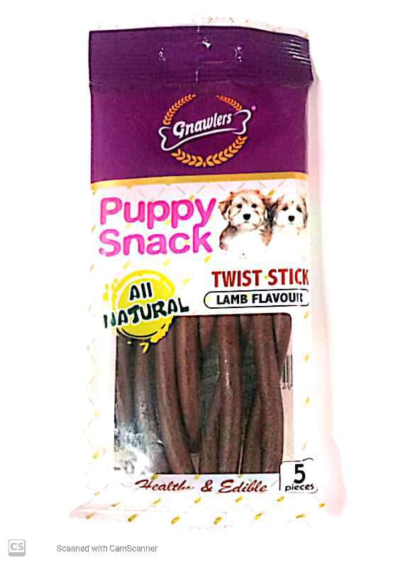 GNAWLERS,PUPPY SNACK,TWIST STICK,LB FLAVOUR,80G