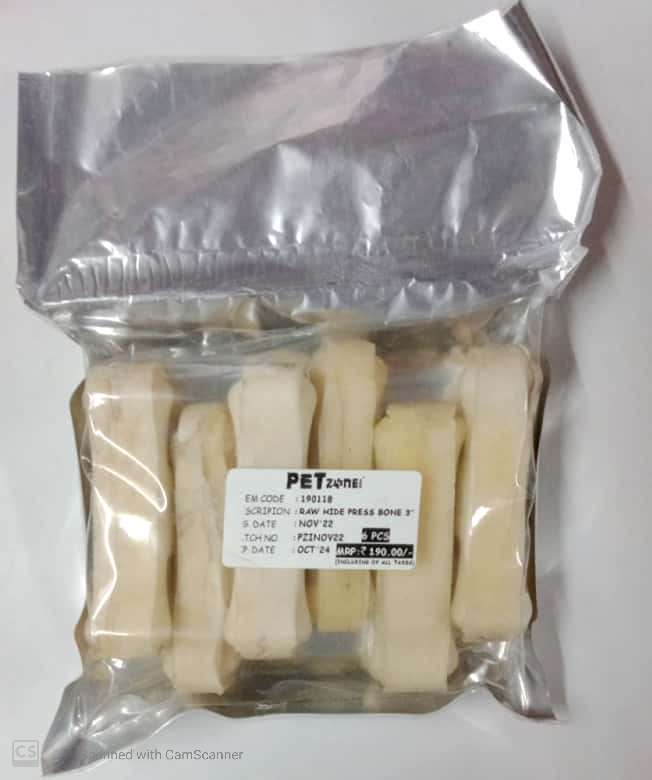 RAW HIDE PRESS BONE 3, 6PCS
