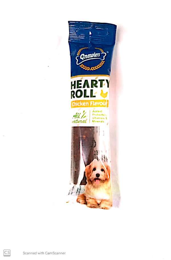 GNAWLERS,HEARTY ROLL,CHIKEN FLAVOUR,ALL NATURALS ,40G