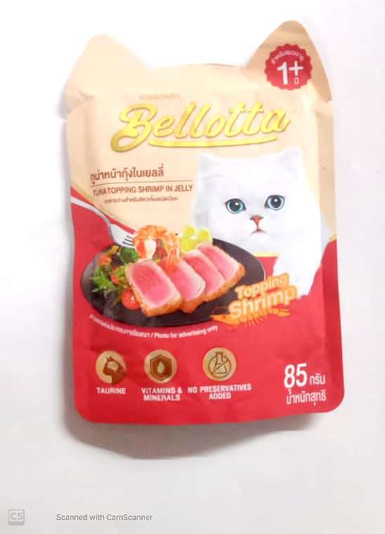 BELLOTTA, ADULT,TUNA TOPPING SHRIMP,INGELLY,85G
